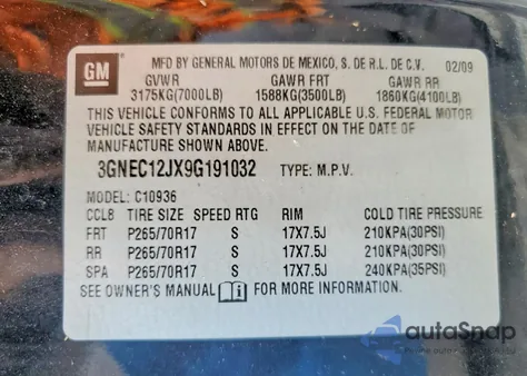 2009 Chevrolet Avalanche C1500 Ls z USA, uszkodzony, nr VIN 3GNEC12JX9G191032